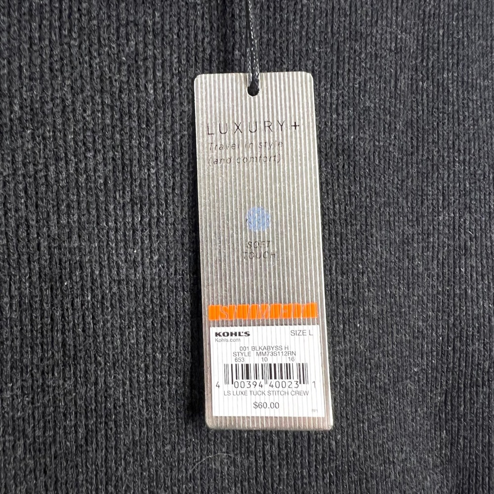 Marc Anthony Charcoal Crewneck Sweater Mens Large Slim Fit Luxe Tuck Stitch Crew - Picture 10 of 12